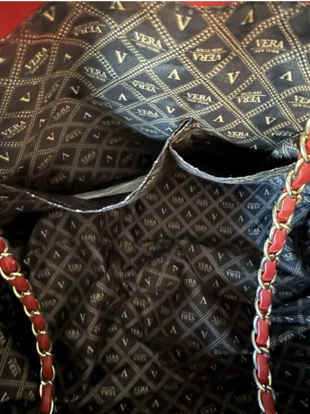 VTG Y2K Vera New York  Vera Wang Red Basket Weave Shoulder Bag 13.5Wx10Hx5.5D - Picture 10 of 15
